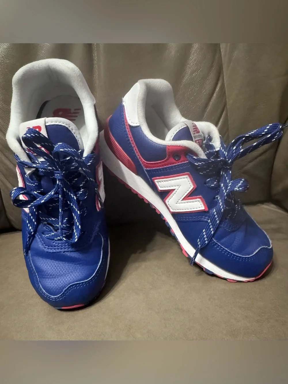 New Balance Kids' Navy Blue Sneakers with White and Red Accents